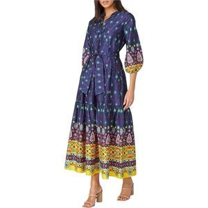 Shoshanna NWT Women’s Clare Printed Puff-Sleeve Midi Dress  Sz‎ 6